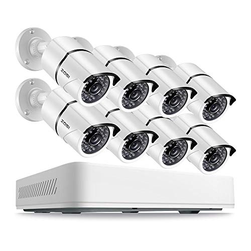ZOSI 8CH 5.0MP HD Security Cameras System 2TB Hard Drive, 8 x Super 5.0 Megapixel Weatherproof Outdoor/Indoor Day Night Surveillance Bullet Cameras, 8 Channel 5MP (2.5 X 1080P) CCTV DVR Recorder