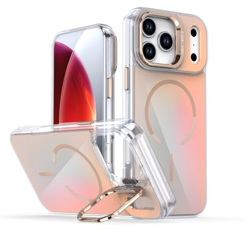 Coque arrière rigide iPhone 13 Pro silicone magnétique et support or antichoc