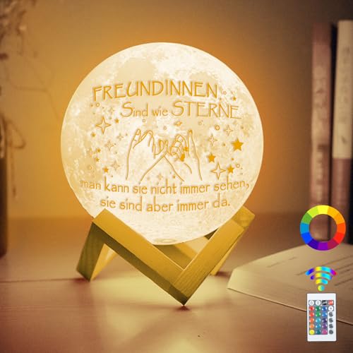3D Mondlampe Geschenke für Freundin 16 Farben LED Nachtlich Beste Freundin...