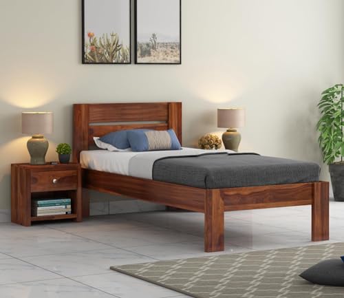 Ferrovilla Poner Single Sheesham Wood Bed for Bedroom with 2 Year...