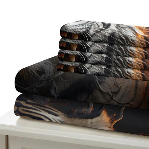 Housse de couette tigre 140x200 garçon lit simple 3D douce