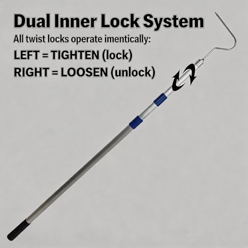 Image of 36 inch-83 inch Telescoping Snake Hook - Professional Outdoor /Home Reptile Tool, Aircraft-Grade Aluminum Pole & Stainless Steel Hook, Holds 50lbs