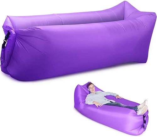 HaiChao Inflatable Lounger Sofa Air Chair Sofa Sleeping Bag Couch Air Sofa Bed for Lakes, Beaches, Garden, Camping (Purple)