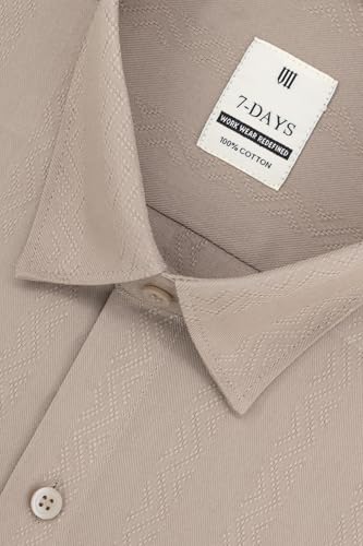 Image of 7-DAYS Men's Premium Formal Shirts - Regular Fit, Full Sleeve, 100% Pure Cotton, Self-Design, with Pocket - Stylish Office Shirts for Men