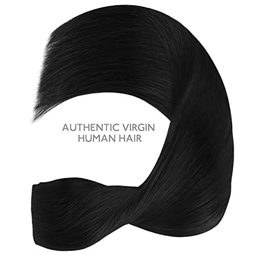 Image of WENNALIFE Wire Hair Extensions Real Human Hair 14 inch 105g Jet Black Remy Real Hair Extensions Invisible Wire Human Hair Natural Looking Easy to Apply Reusable for Volume and Length Straight Hair