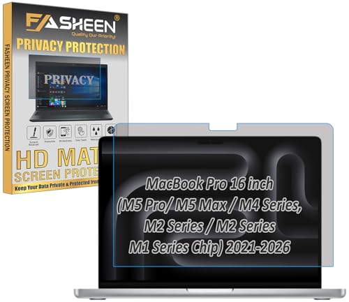 FASHEEN Privacy Anti Spy Matte Screen Protector Compatible With MacBook Pro 16 inch (2021-2024) M1, M2, M3, M4 Pro/Max Anti Peep Blue Light Block Screenguard Not a Tempered Glass Screen Guard