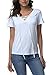 DREAGAL Women's Eyelet Lace Up Short Sleeve Top White Medium