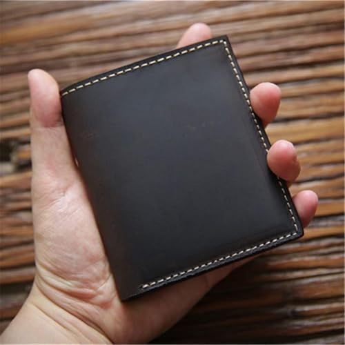 Handmade Vintage Men's Short Wallet, Head Cowhide Leather Money Clip, Genuine Leather Slim Wallet3