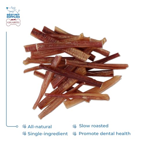 Image of Best Pet Supplies GigaBite Single Ingredient All Natural Free Range Bully Treats and Chews - Bully Sticks /Bladder Sticks /Beef Esophagus Bully Sticks (Half-Cut 6 inch), Pack of 20