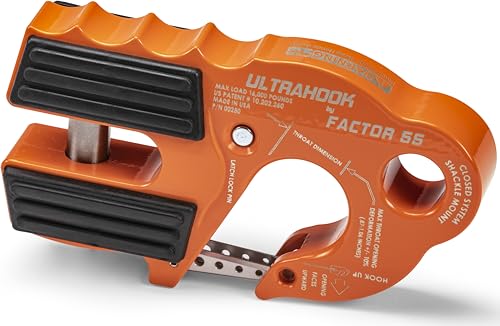 Factor 55 Ultrahook Closed System Shackle Pin Mount, Designed for Steel Cables and Synthetic Ropes - Orange