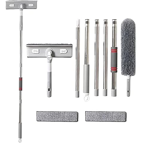 Fensterwischer mit Teleskopstiel - 2 in 1 Teleskopstange fensterreinigung Cover