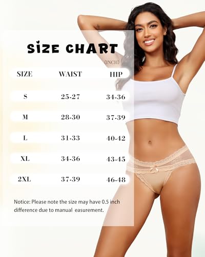 Image of LEVAO Sexy Underwear for Women Hipster Cheeky Bikini Lace Panties 6 Pack