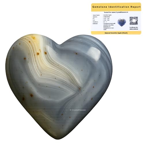 Image of Crystal Heaven Dendrite Agate Crystal Heart Palm Pebbles Stones For Anxiety Stress Relief Massage - Aaa Grade Original Healing Gemstone Agate Heart Palm Stone For Yoga Meditation Spiritual