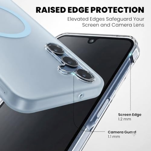 Image of DIZORO Matte Case for Samsung Galaxy M35 Compatible with MagSafe, Camera Lens Full Protection, Shockproof Translucent Frosted TPU Soft Phone Cover, Anti-Fingerprint-Sky