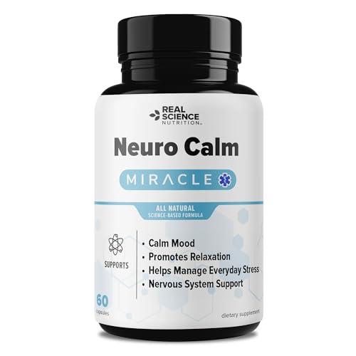 Real Science Neuro Calm All Natural Stress Support Supplement for Mood & Relaxation Includes Vinitrox & GABA for Daily Wellness & Nervous System Support Non Drowsy, Made in USA, 60 Capsules