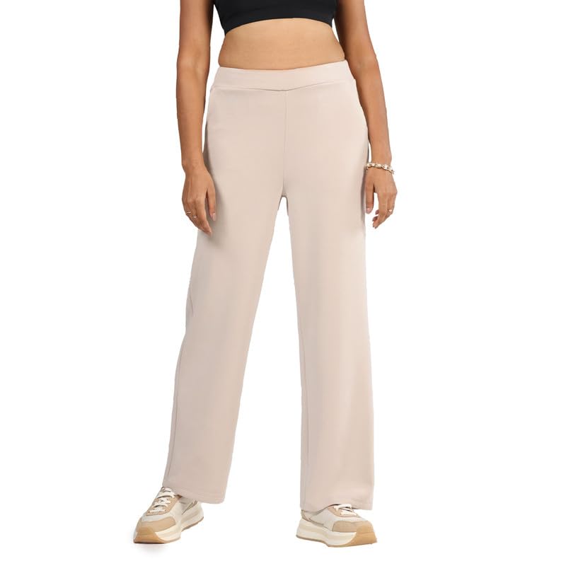 Image of BlissClub Womens BareButter Straight Pants, High Rise, Straight fit,Pockets, Comfortable Waistband,Regular Variant Below 5'4