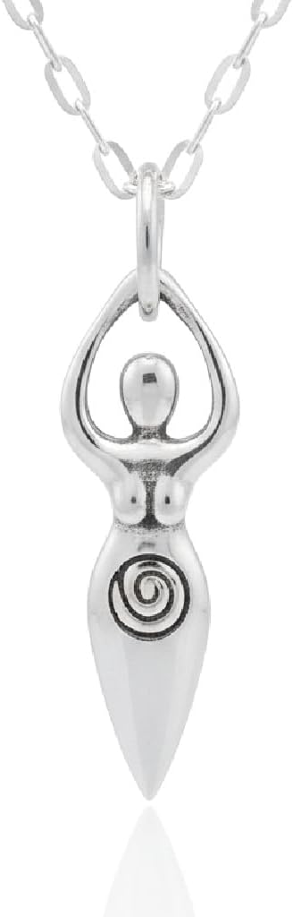 Sterling Silver Fertility Goddess 3D Charm Necklace, Mother Earth Pendant Jewelry