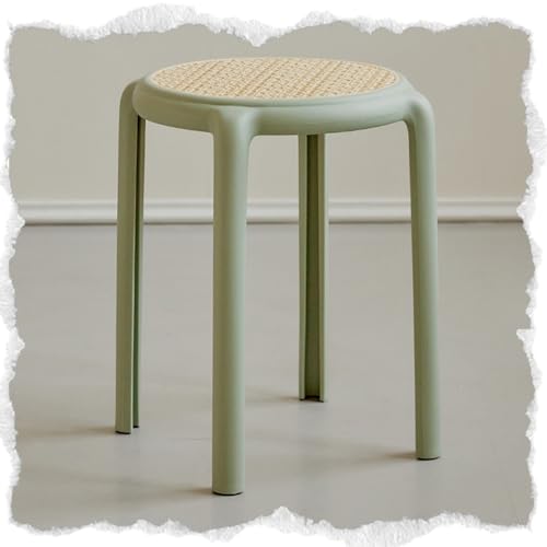 Taburetes apilables, taburete corto de ratán sin respaldo para cocina, comedor, aula, diseño portátil, apilable para un fácil almacenamiento