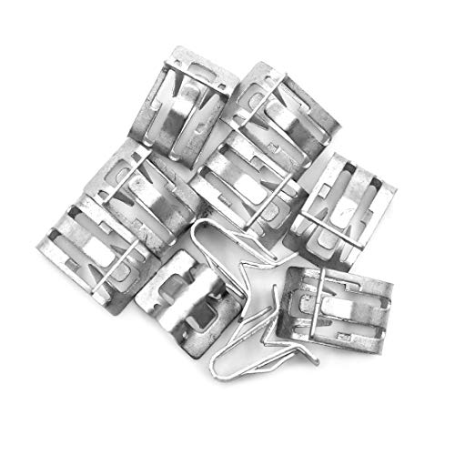 sourcing map Clip del Ajuste del Tablero De Instrumentos del Tablero De Instrumentos del Retén del Retenedor del Sujetador del Metal del Tono De Plata 10Pcs para El Coche Auto