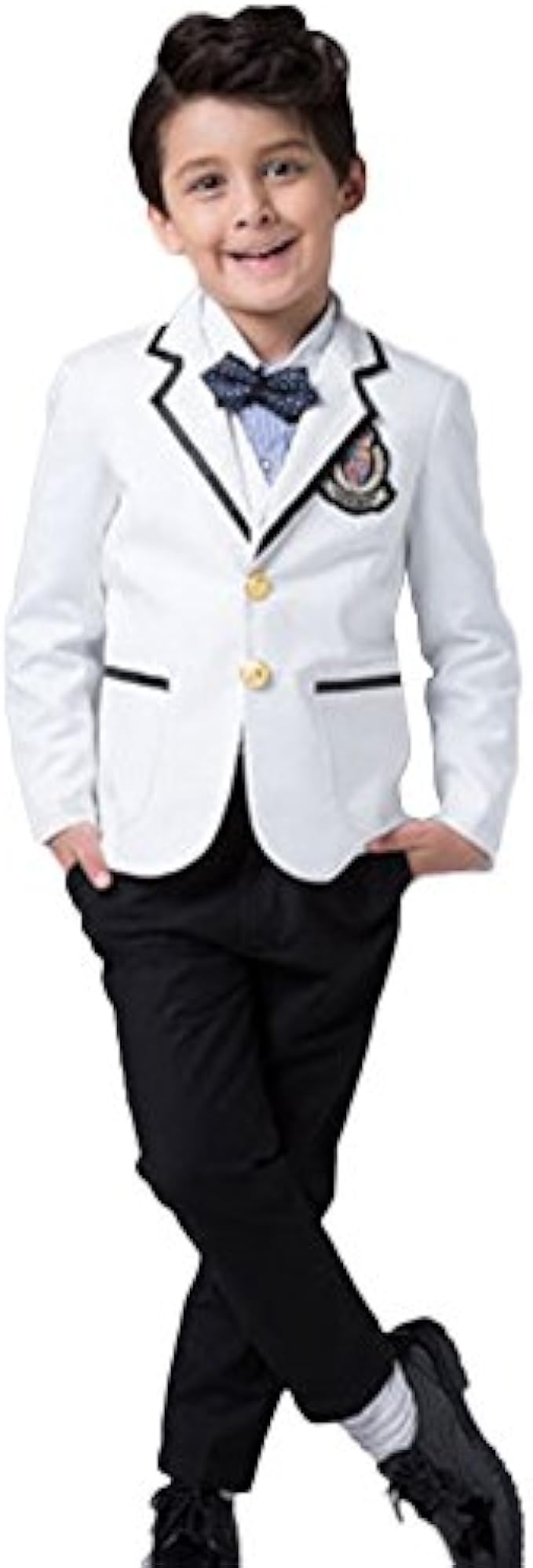 ICEGREY Boys' Formal Dress Suit Set with Vest Suits, Bow Tie White