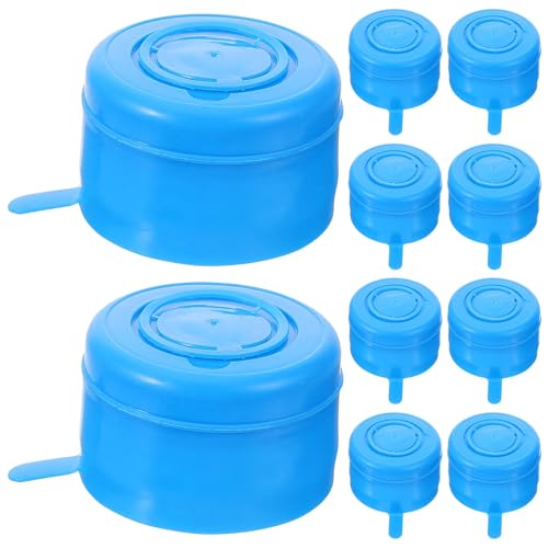 NULYLU 10 Piezas Tapas de Repuesto para Garrafas de Agua Unidades Reutilizables Tapones Sellados Antirrobo Compatibles con Dispensadores y Botellas de Agua Color Azul Resistente y