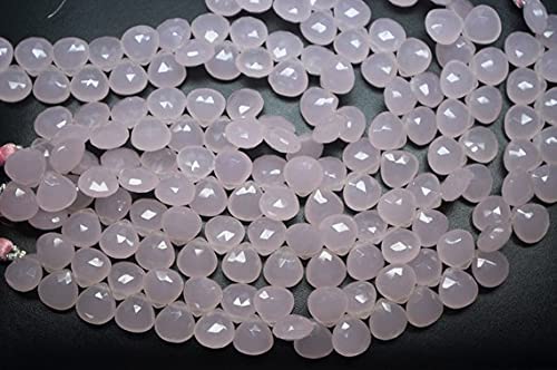 Perles quartz rose chalcédoine cœur 11mm sans défaut pour enfilage régulier