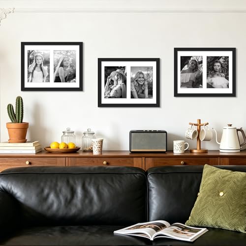 Image of DUENPY 4-Pack 8.5x11 Collage Picture Frames, 5x7 Collage Picture Frame, Displays Two 5x7 inch Photos, or 8.5x11 (Without Mat) Wall Decor Wall Hanging or Tabletop, Black