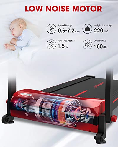 Folding Treadmill, 3HP Foldable Treadmill 300 lb Weight Capacity with LED Display, Space Saving Small Treadmill for Home & Office, Mini Compact Treadmill with Large Running Area, 12 Preset Programs - Thumbnail 4