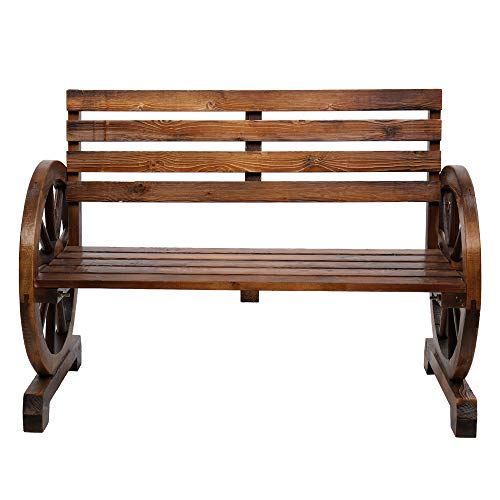 VINGLI Rustic Wooden Wheel Bench, 41