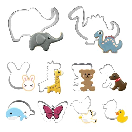 Wemoralix 10 Pcs Animal Cookie Cutters Set, Food-Grade Stainless Steel Biscuit & Sandwich Shapes for Kids, Creative Baking Tools for Party & DIY Decor