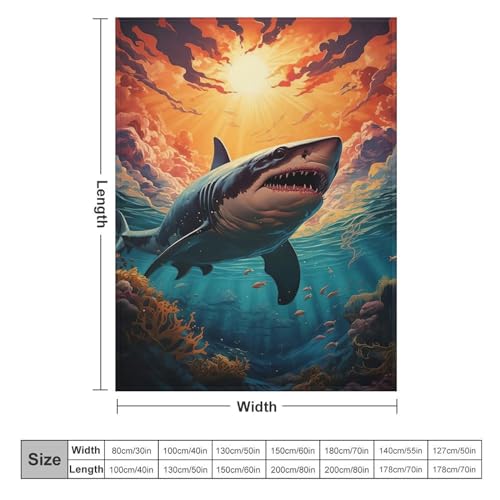 Couverture requin chaude lavable en machine plaid flanelle 150x200 - 6