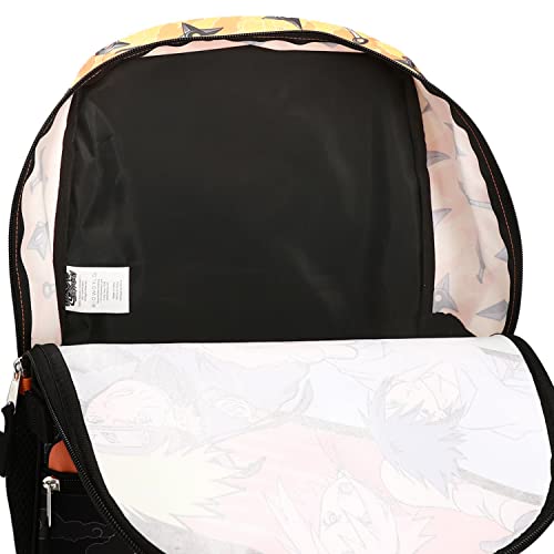 Bioworld Naruto Anime Character Print Orange and Black 5-Piece Backpack Set For Boys2