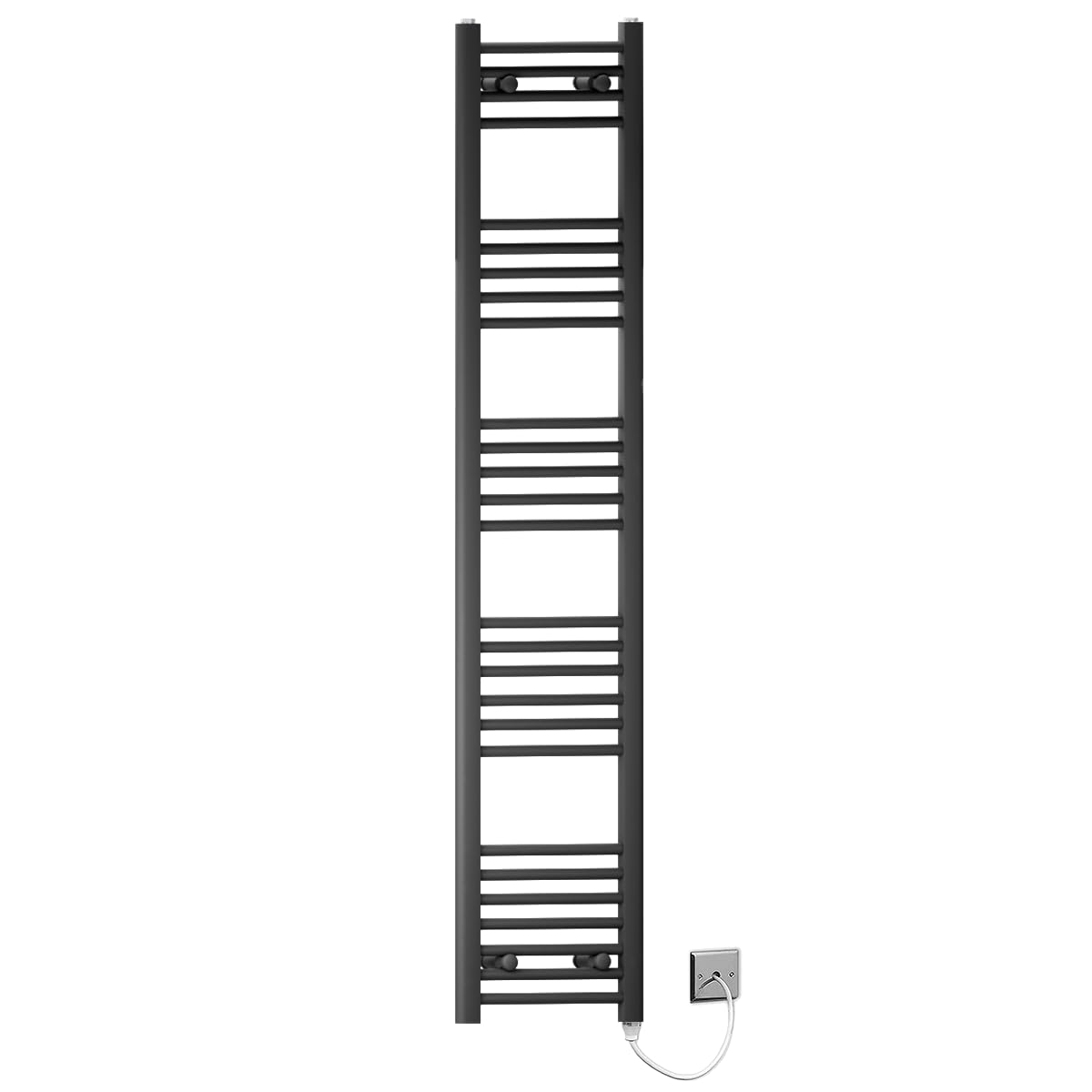 300 x 1500mm Flat Black Electric Pre-Filled Heated Towel Rail Radiator For Bathroom Designer Standard Element