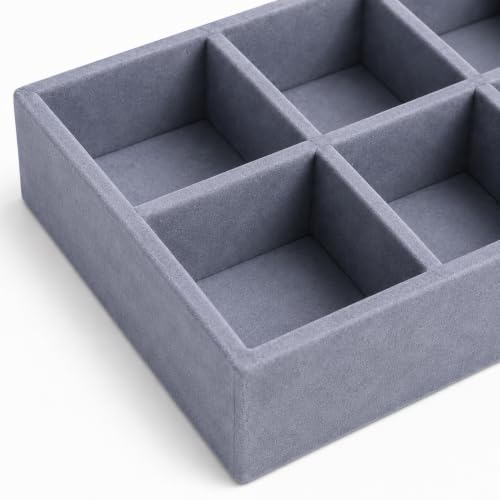 Image of 10 Slot Drawer Organizer Tray for Socks and Ties, Grey | Ten divided compartments keep socks, ties and small wardrobe accessories neatly arranged in drawers, wardrobes or closets.