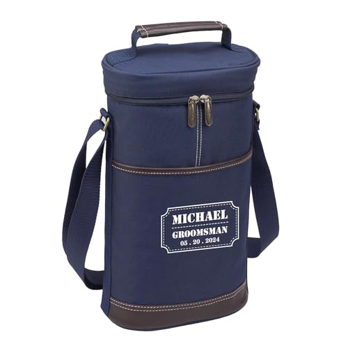 Picnic at Ascot Personalized Insulated 2 Bottle Travel Wine Tote with Corkscrew & Shoulder Strap -Designed & Assembled in The USA
