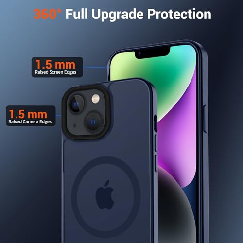 Image of iPhone 14 Plus Magsafe Hard Back Case | Matte Design & 360 Protection | Military-Grade Apple iPhone 14 Plus Cover | Strong Magnet Back - Blue