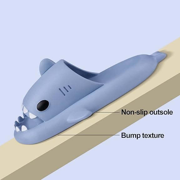 Men's and Women's Shark Slides Novelty Cloud Shark Slippers Open Toe Shark Slippers Anti-Slip Quick Drying Sandals Shower Slippers with Cushioned Thick Sole3