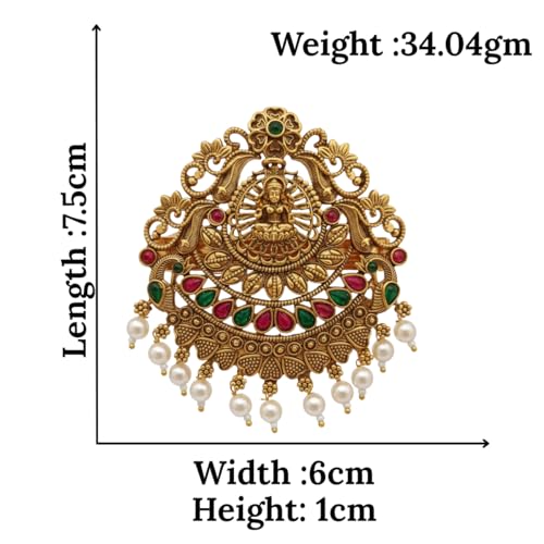 Image of Antique Gold Temple Hair Barrette | Bridal Bun Pin for Saree Hairstyles (Design 1)