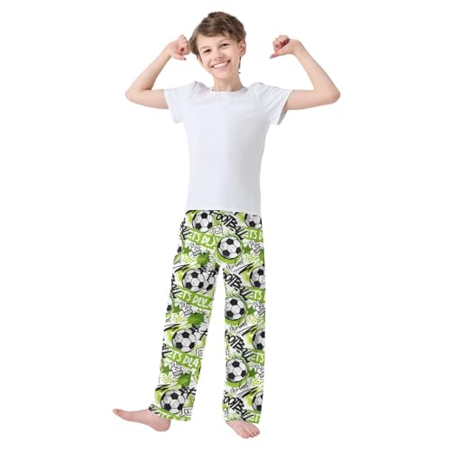 Boys' Pants Soccer Balls Football Green Spots Long Bottoms Jogger Pants Elastic Waist Trousers with Pockets S-XL2