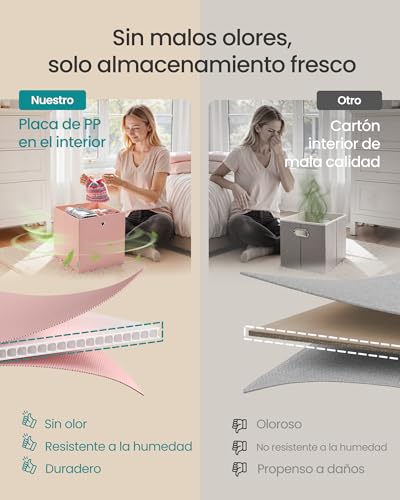 Miniatura 9 de Songmics Caja De Almacenaje, Juego De 6, Sin Olores, Organizadores Plegables, 33 X 33 X 33 Cm, Tela, Para Estantería Cúbica, De Colores, Cesta De Almacenaje, Para Dormitorio, Salón Rfb233x01