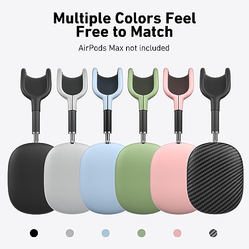 AHBTEYM Case Cover for AirPods Max Headphones, Carbon Fiber Texture TPU Ear Cups Cover/Ear Pads Case Cover/Headband Cover for Apple AirPod Max,Accessories Silicone Protector Cover(Matte Black)