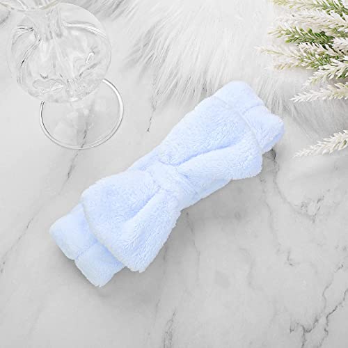 Molain Spa Headband, Bowknot Hair Bands Makeup Headbands Women Coral Fleece Elastic Headband Washing Face Hair Wrap For Washing Face Shower Sports Beauty Skincare (Blue) #TOP6