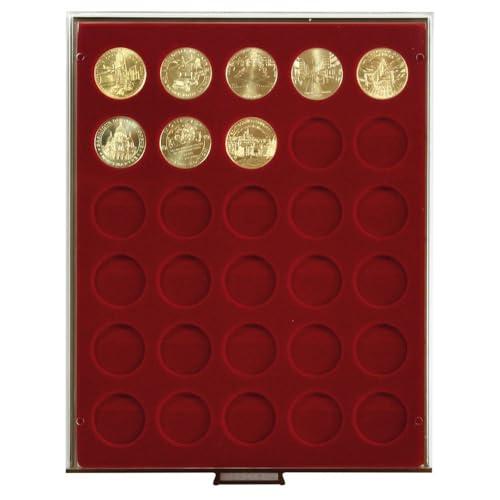 Box Monnaies LINDNER FUMÉ pour protéger 30 pièces rondes de 34 mm