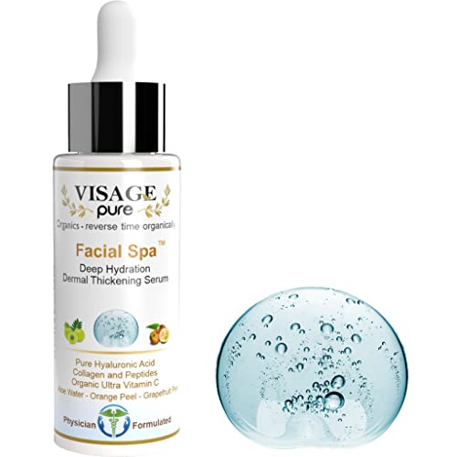 Visage Pure - Facial SpaDermal Thickening Serum - Organic - Physician Formulated - Research Supported - Extra Nutrient and Vitamin C Charged Blend of Collagen, Hyaluronic Acid and Peptides