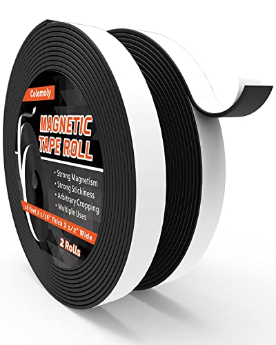 Magnetic Tape Roll 32Ft 2 Rolls Flexible Magnet Strips With Strong Adhesive Backing (Each 16 Feet X 1/16" Thick X 1/2" Wide) Anisotropic Magnetic Roll #TOP12