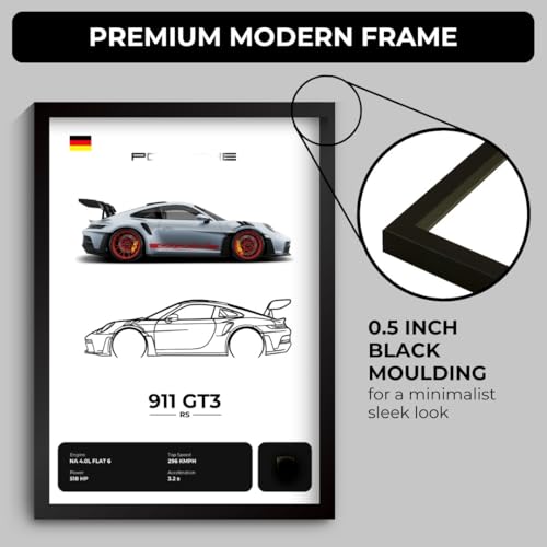 Image of Porche 911 GT3 RS Poster | Framed Porche A4 Sized (31 x 23 cm) | Car Poster for Wall, Gift for Boys, 911 Frame | Supercar Frames | Car Posters for Wall, Bedroom, Hostel, Study Room (F 007)