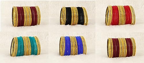 Image of NMII Glass with Plain and Glossy Finished Bangle Set For Women and Girls