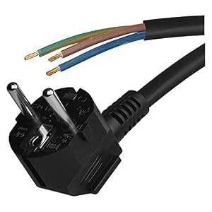 EMOS Bügeleisen-Anschlussleitung 2m / Zuleitungskabel, Anschlusskabel, Bügeleisenkabel schwarz / 3x 1,5 mm / H05VV-F 3G Kunststoffkabel