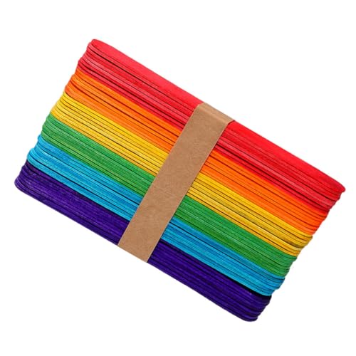 Housoutil 100 Piezas Palitos de Helado de Madera Coloridos Bordes Suaves Seguros para Sticks para Manualidades Artísticas Actividades Escolares y Proyectos Familiares