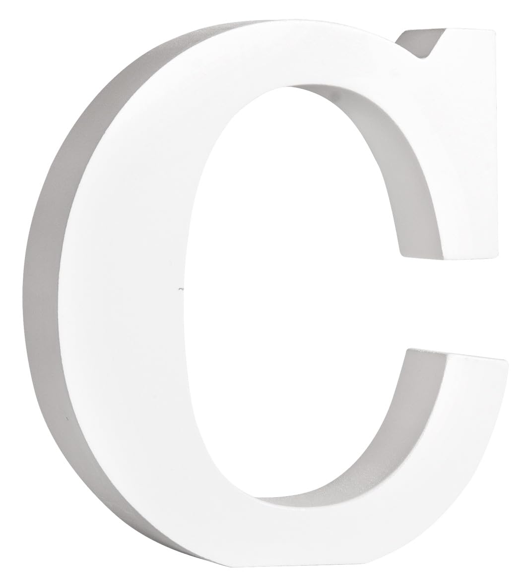 Rayher MDF Letter C for DIY Crafts, White Wood Letter for Wedding and Home Decorations, 3D Capital Letter, Upper-Case Letter, white, 9.8x2x11cm, 64542102 โ image 1
